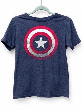 Marvel Captain America Shield Graphic Tee Navy Blue Youth/Teen Soft T-Shirt